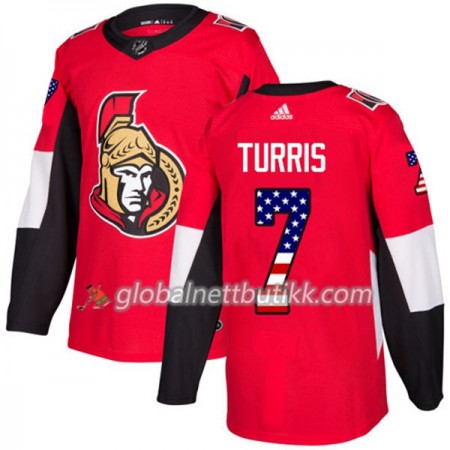 Ottawa Senators Hockeydrakt Kyle Turris 7 2017-2018 USA Flag Fashion Svart Adidas Authentic - Herre